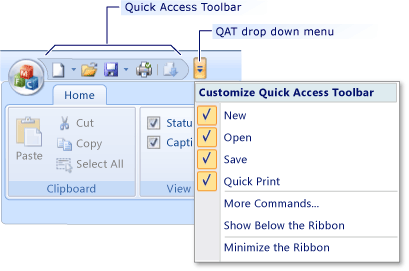 Show The Quick Access Toolbar